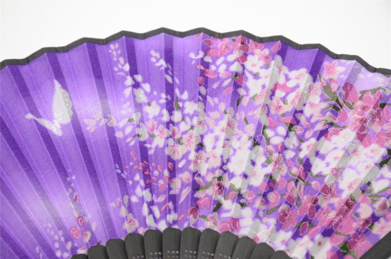 OMyTeaÂ® Women Hand Held Silk Folding Fans with Bamboo Frame - with a Fabric Sleeve for Protection for Gifts - Sakura Cherry Blossom Pattern (WZS-38) - Image 3